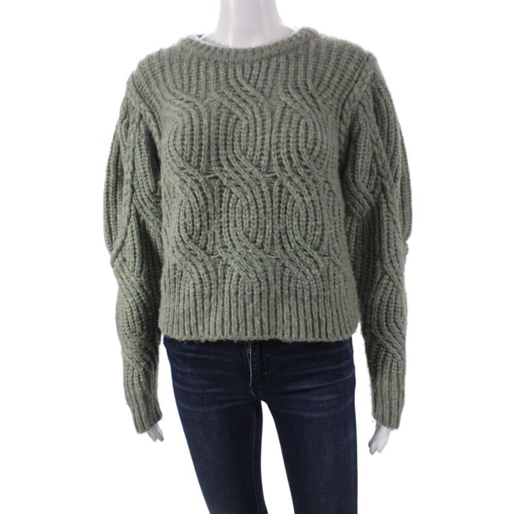 DH Women Pullover Green Crew Neck Long Sleeve Polyamide Solid Size S